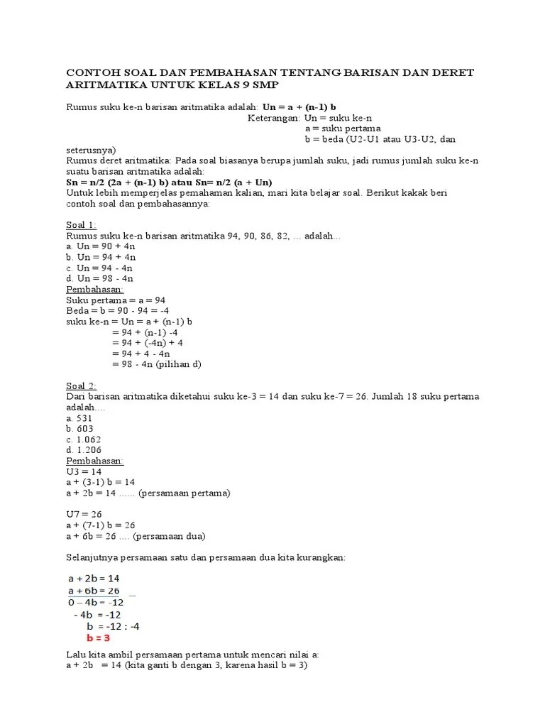 28+ Contoh Soal Barisan Aritmatika Kelas 8 - Kumpulan Contoh Soal