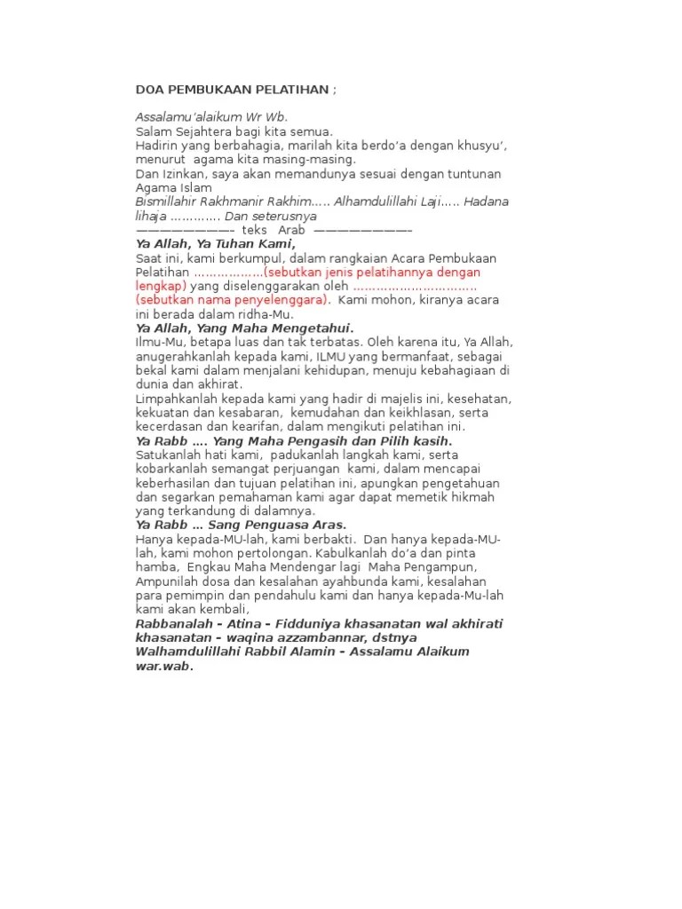 Doa Pembukaan Pelatihan | PDF