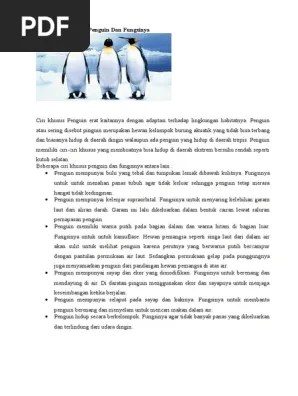 Ciri Khusus Hewan Penguin Dan Fungsinya | PDF