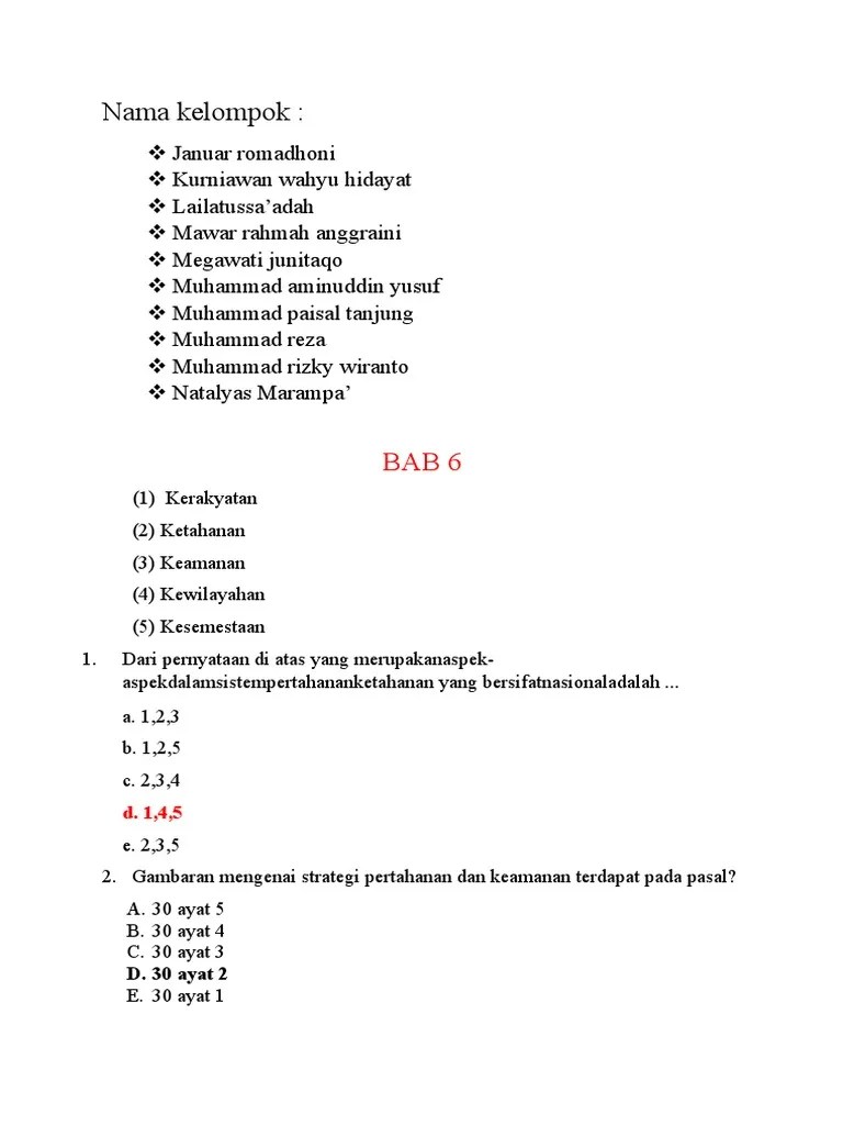 SOAL PKN Bab 6 | PDF