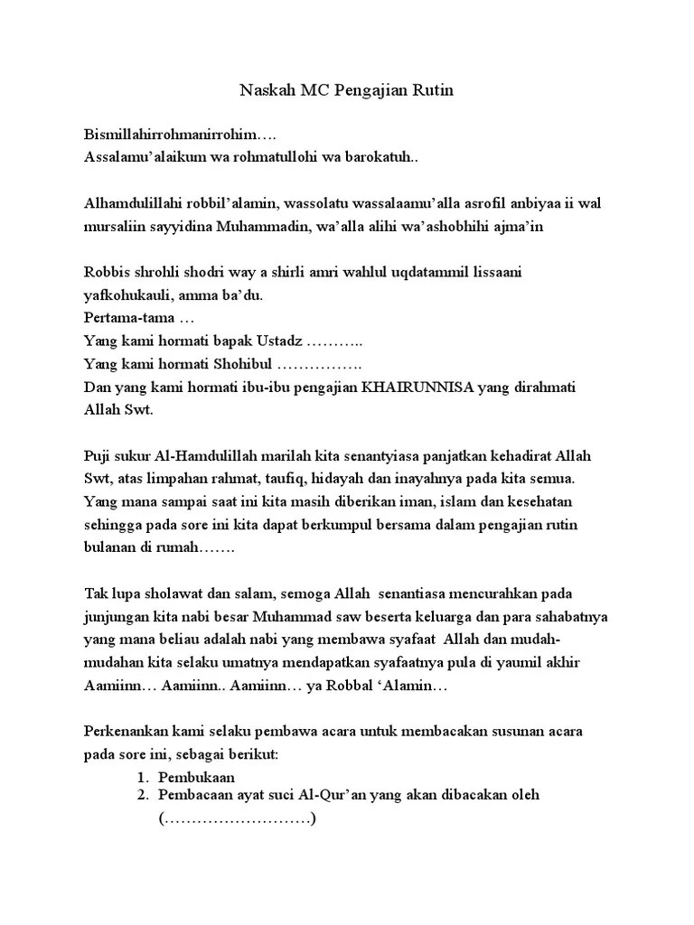 Naskah MC Pengajian Rutin | PDF