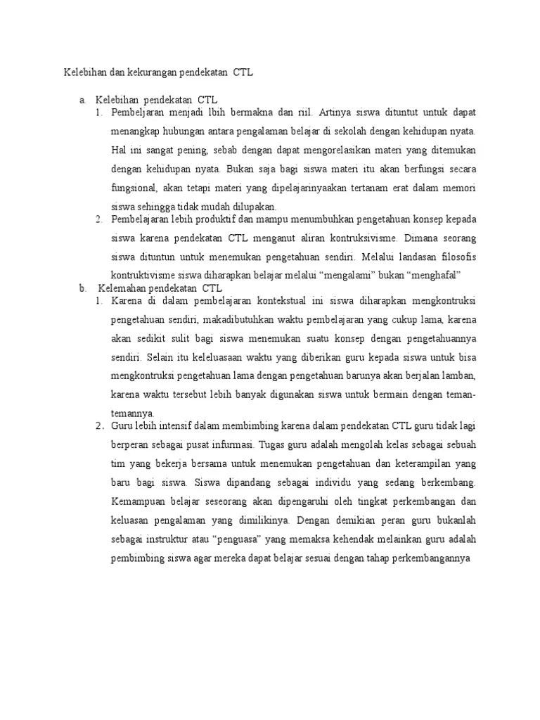 Kelebihan Dan Kekurangan Pembelajaran CTL | PDF