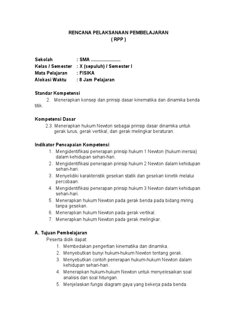 RPP Hukum Newton Dan Penerapannya | PDF