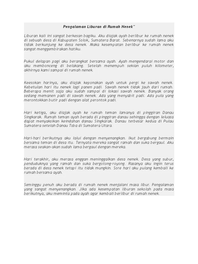 Pengalaman Liburan Di Rumah Nenek | PDF