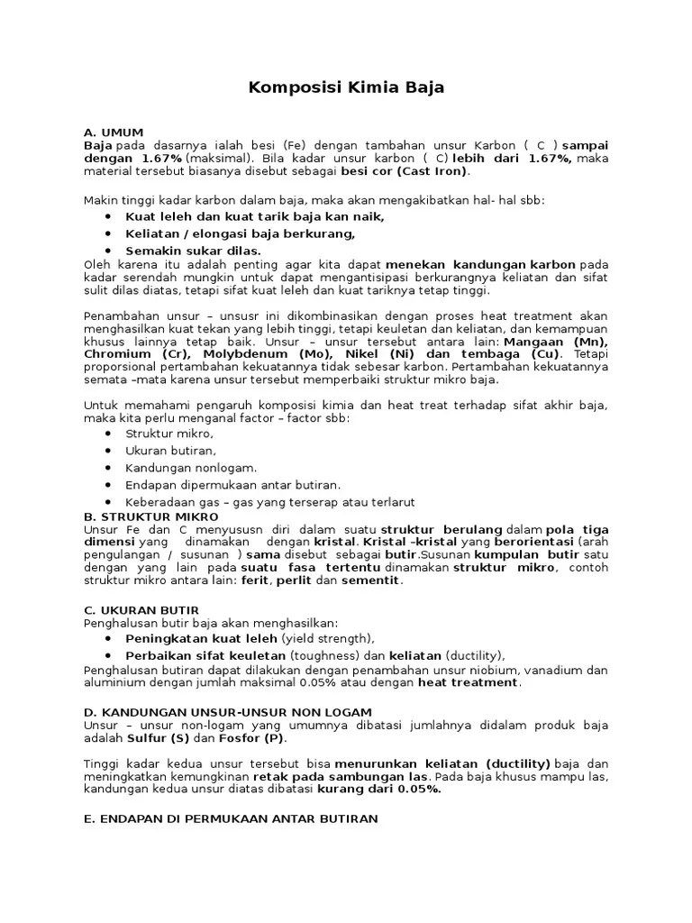 Komposisi Kimia Baja | PDF