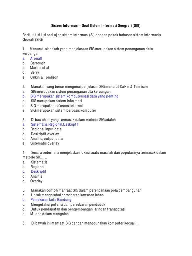 Soal Uts Sistem Informasi Geografis