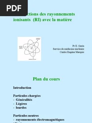 Interactions Des Rayonnements Ionisants (RI) Avec La Matière | PDF |  Rayonnement ionisant | Neutron