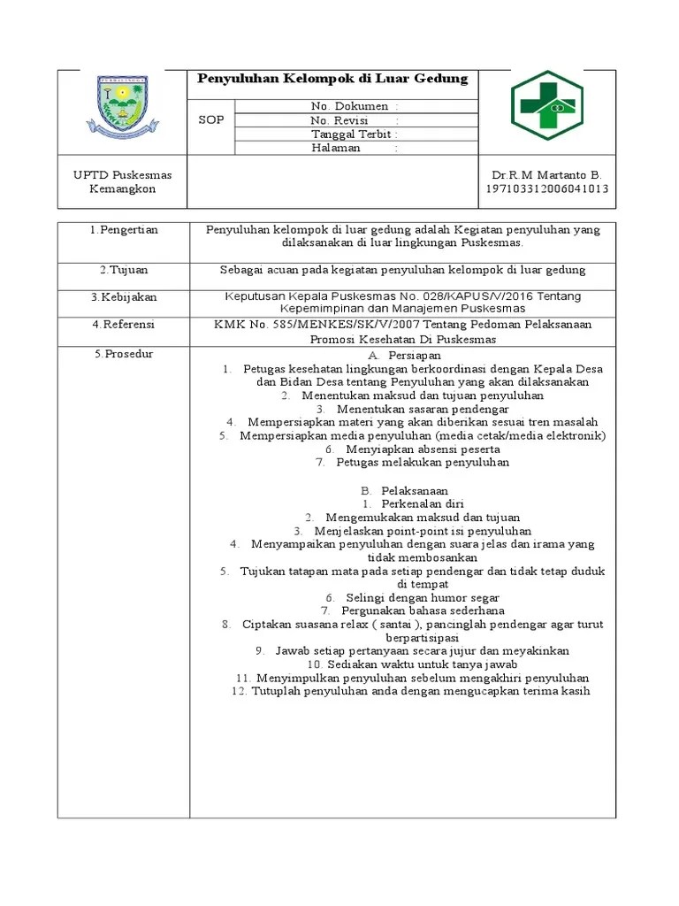 Sop Penyuluhan Luar Gedung | PDF