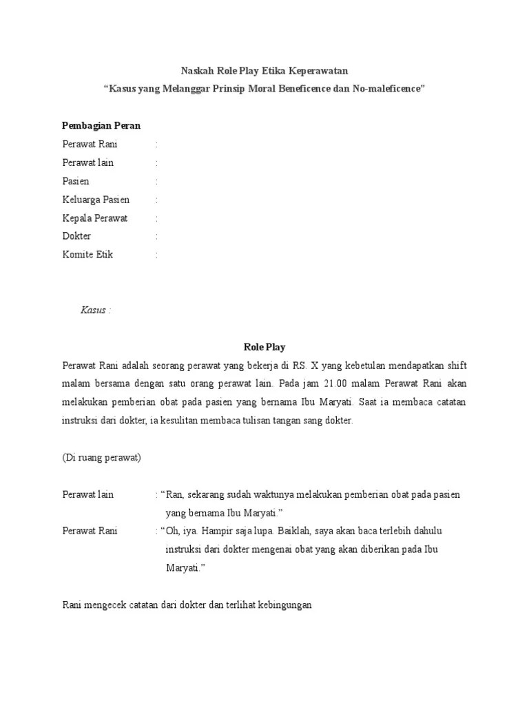 Naskah Role Play Etika Keperawatan (Baru) | PDF