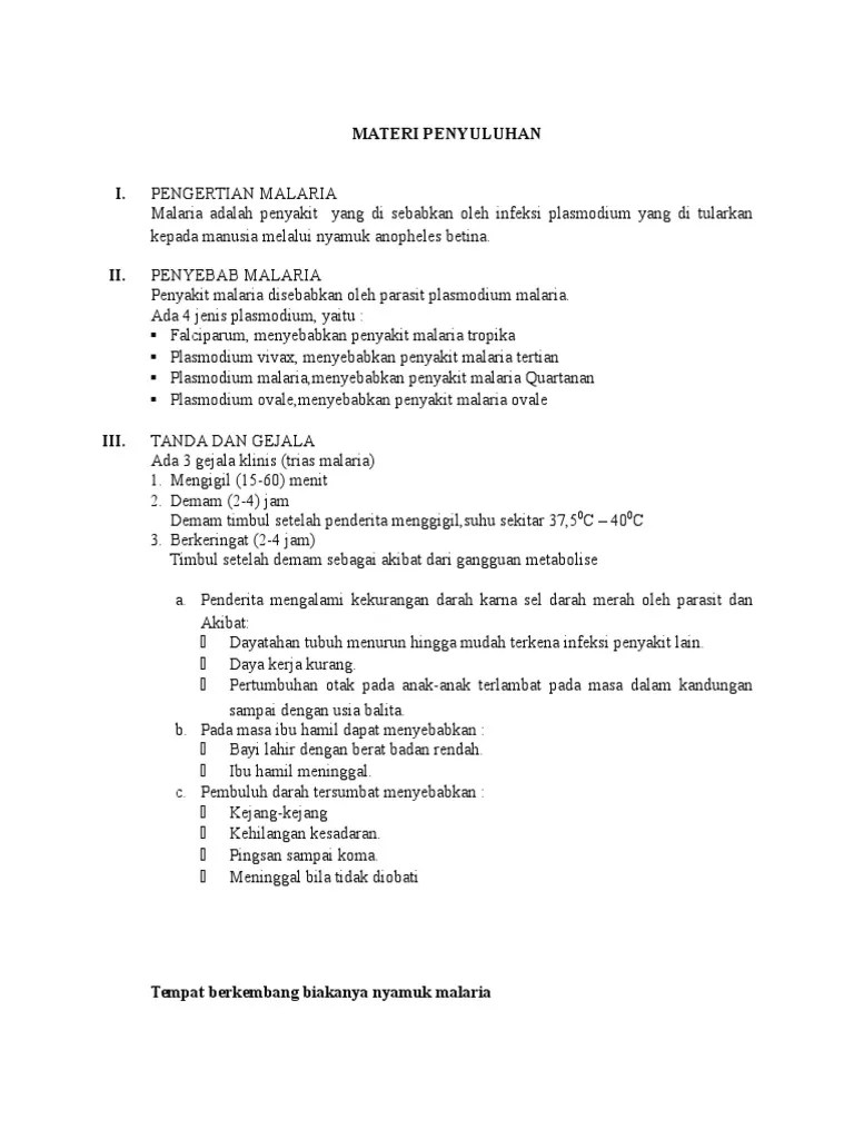 MATERI PENYULUHAN Malaria | PDF