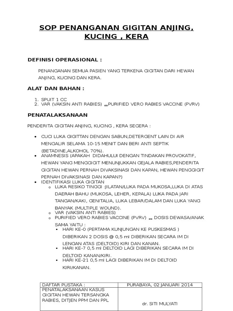 Sop Penanganan Gigitan Anjing | PDF