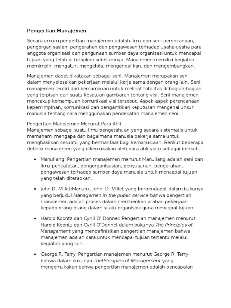 Pengertian Manajemen | PDF