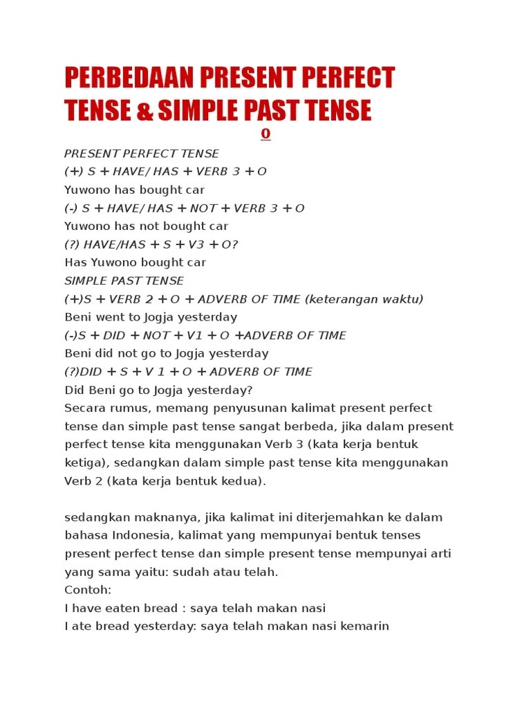Perbedaan Simple Past Dan Present Perfect - Terkait Perbedaan