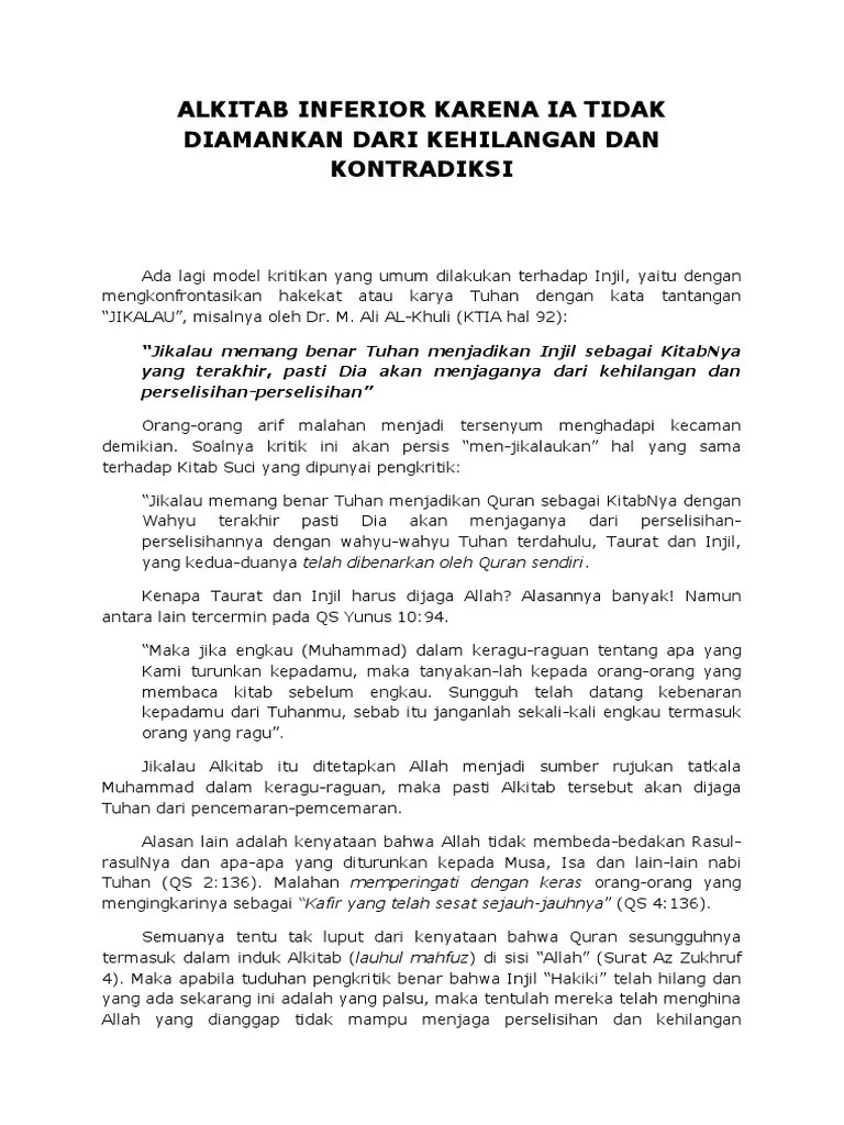 Alkitab Tidak Diamankan Dari Kontradiksi Dan Ulah Manusia | PDF