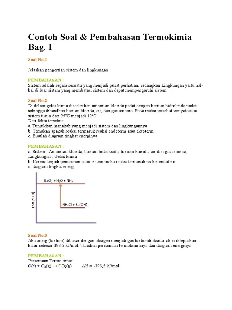 Contoh Soal Dan Jawaban Persamaan Termokimia Chang - Kemendikbud