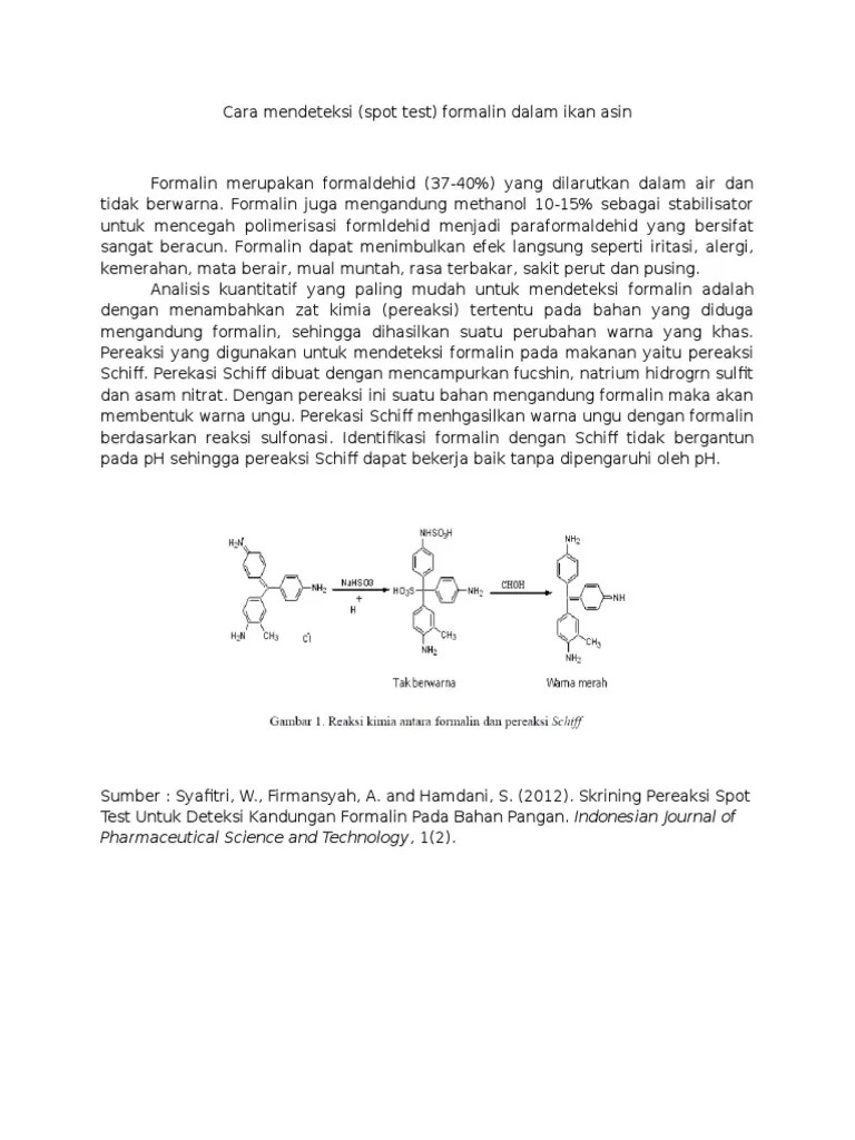 Spot Test Formalin | PDF