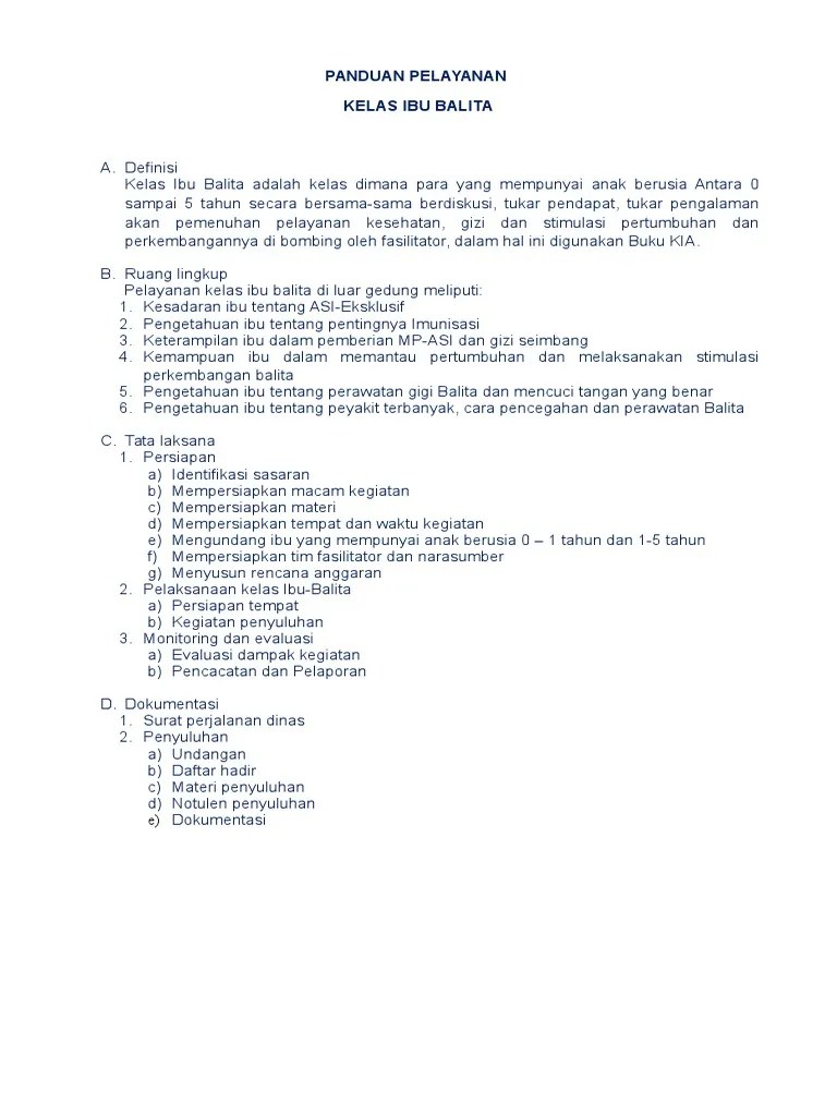 Pedoman Pelaksanaan Kelas Ibu Balita | PDF