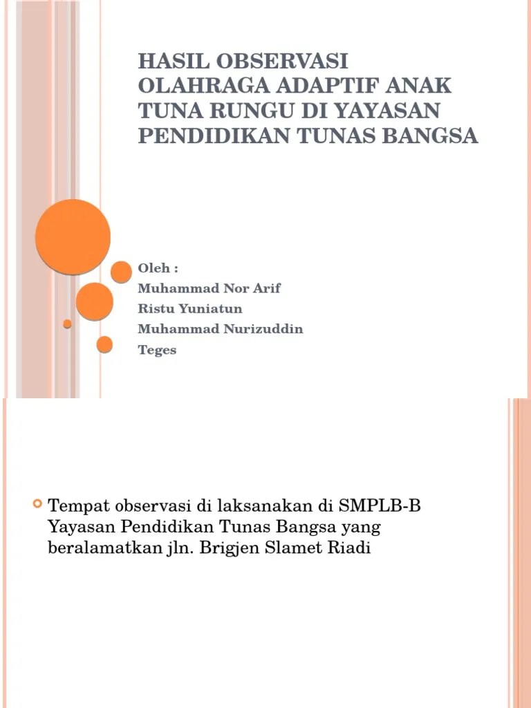 Hasil Observasi Olahraga Adaptif Anak Tuna Rungu Di | PDF