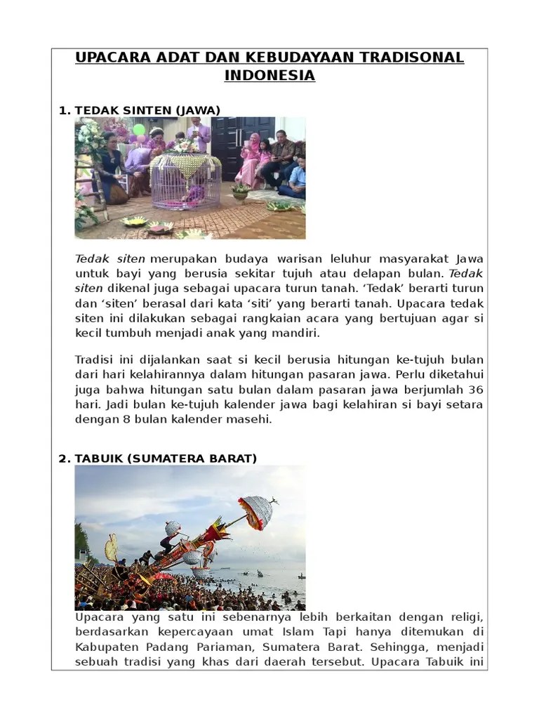 (Falah) Upacara Adat Dan Kebudayaan Tradisonal Indonesia | PDF