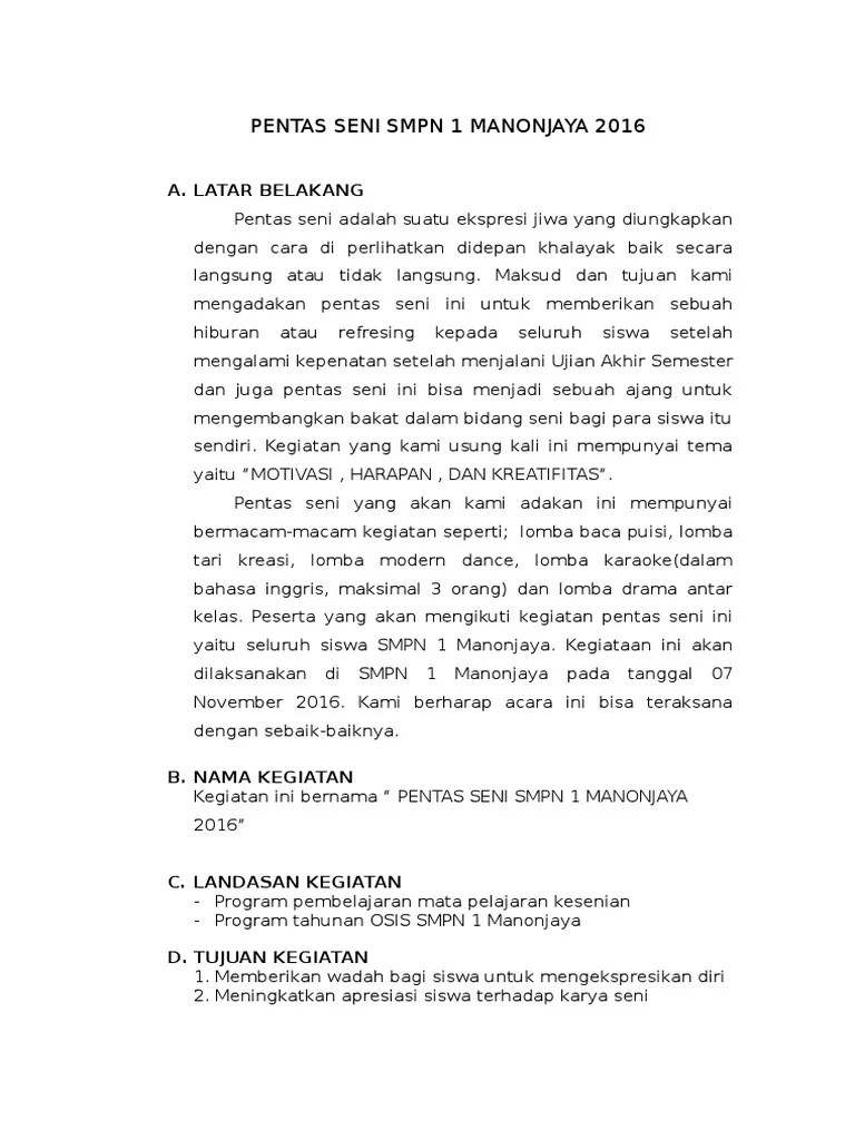 Contoh Proposal Pentas Seni | PDF