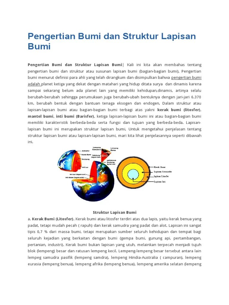 Pengertian Bumi Dan Struktur Lapisan Bumi | PDF