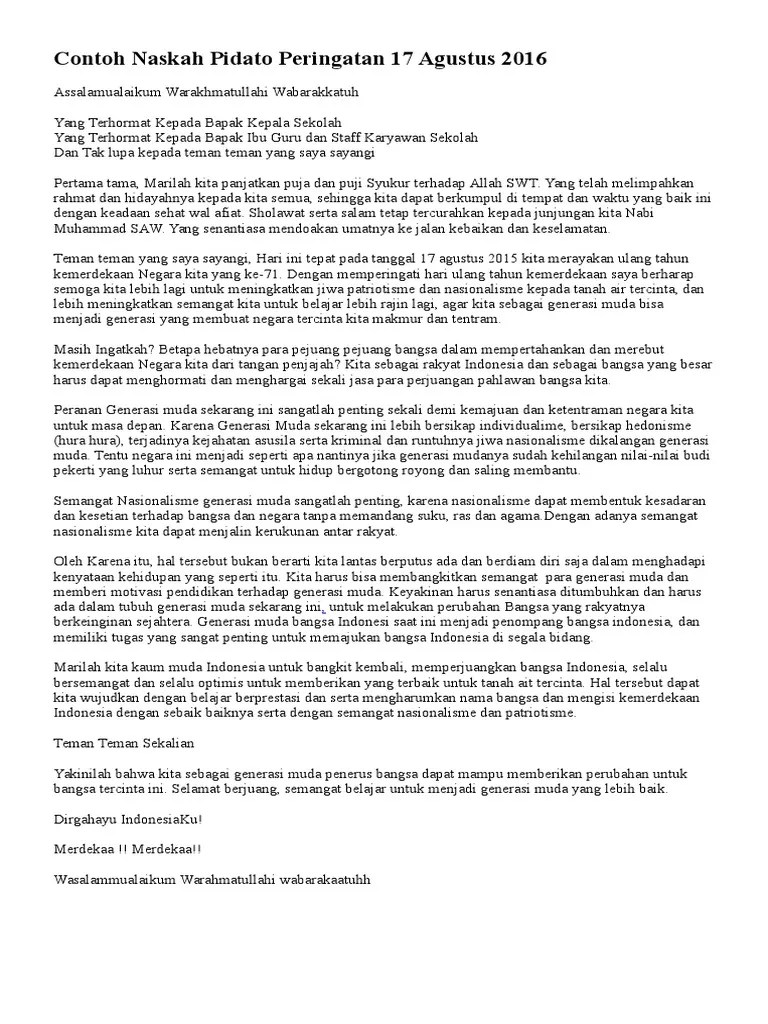 Contoh Pidato Kemerdekaan Indonesia