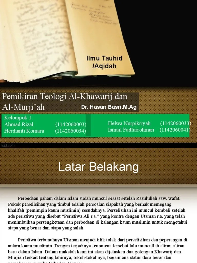 Pemikiran Teologi Al-Khawarij Dan Al-Murji&rsquo;Ah | PDF