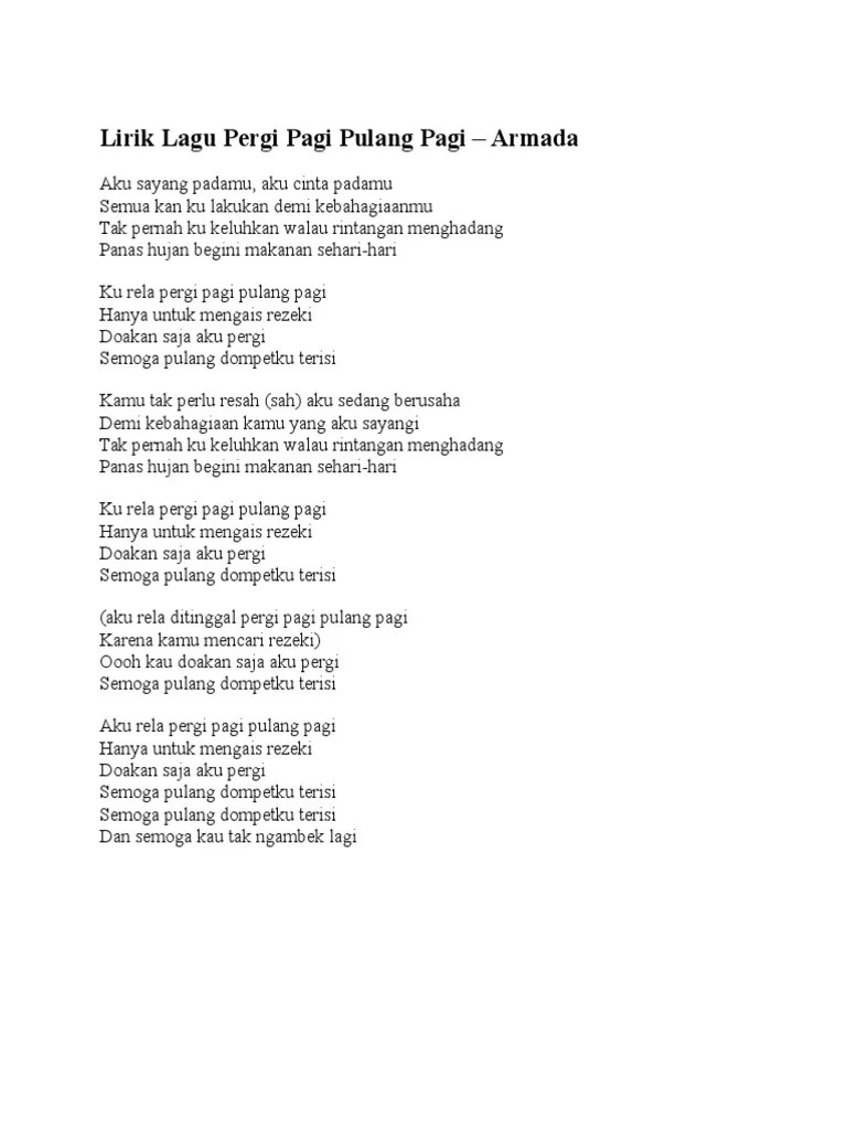 Lirik Lagu Pergi Pagi Pulang Pagi | PDF