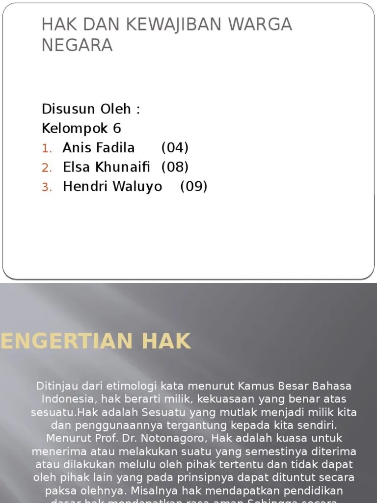 Pengertian Hak Dan Kewajiban | PDF