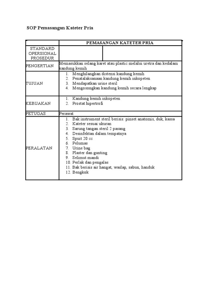 Sop Pemasangan Kateter Pria | PDF
