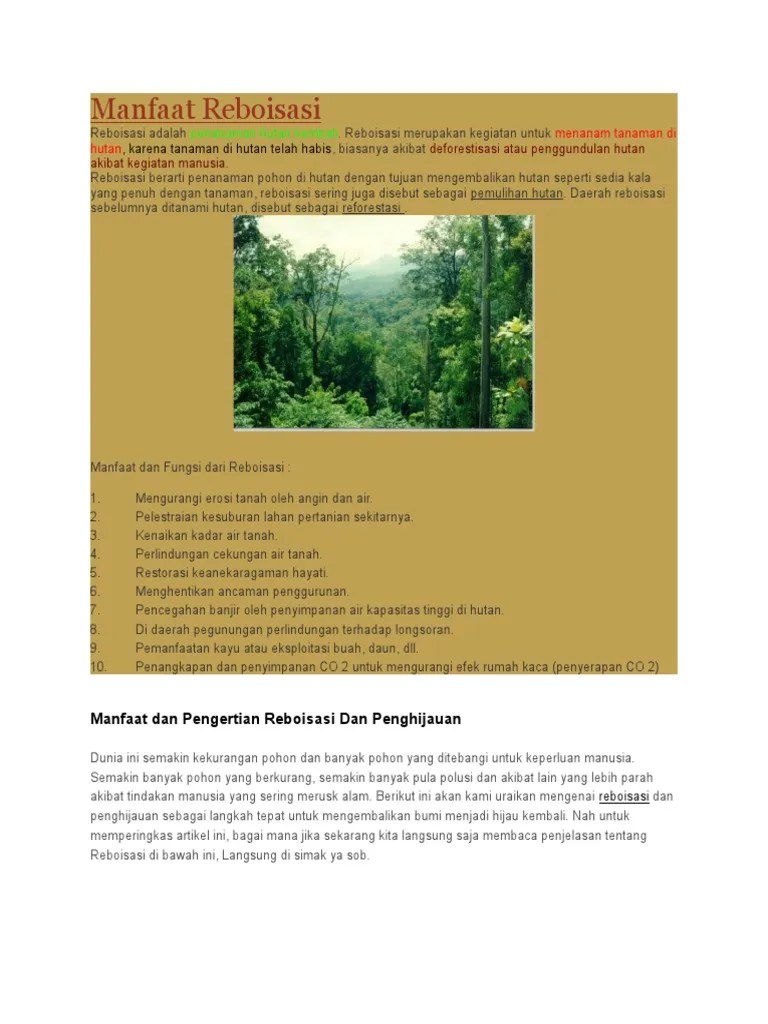 Penghijauan Hutan Yang Disebut