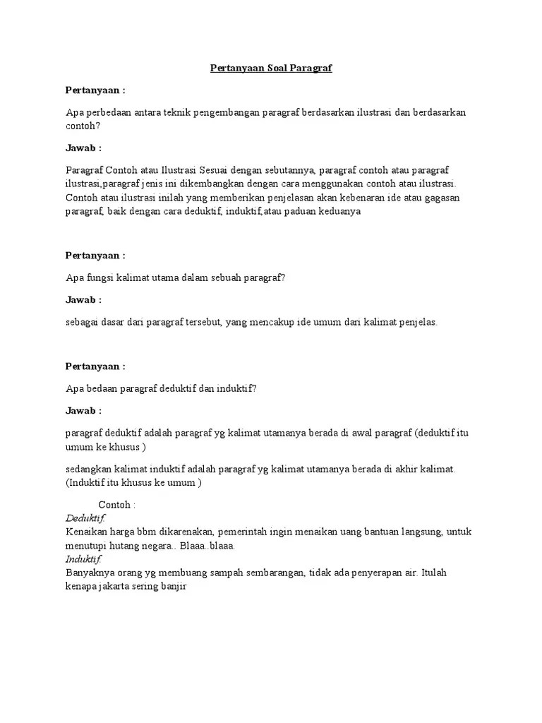 Pertanyaan Soal Paragraf | PDF