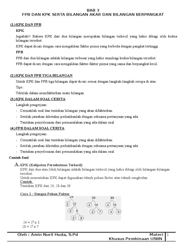Contoh Soal Fpb Dan Kpk Dalam Kehidupan Sehari-hari