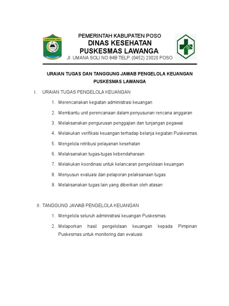 Uraian Tugas Pengelola Keuangan | PDF