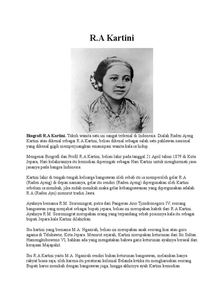 Biografi Pahlawan Wanita Ra Kartini