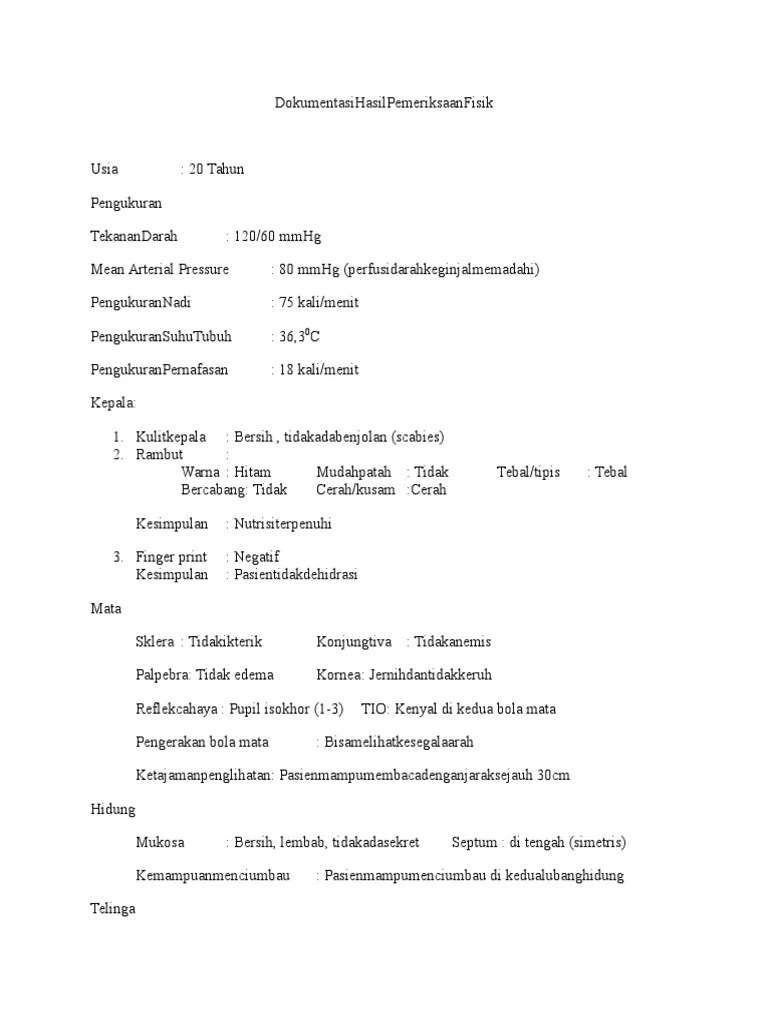 Dokumentasi Hasil Pemeriksaan Fisik | PDF