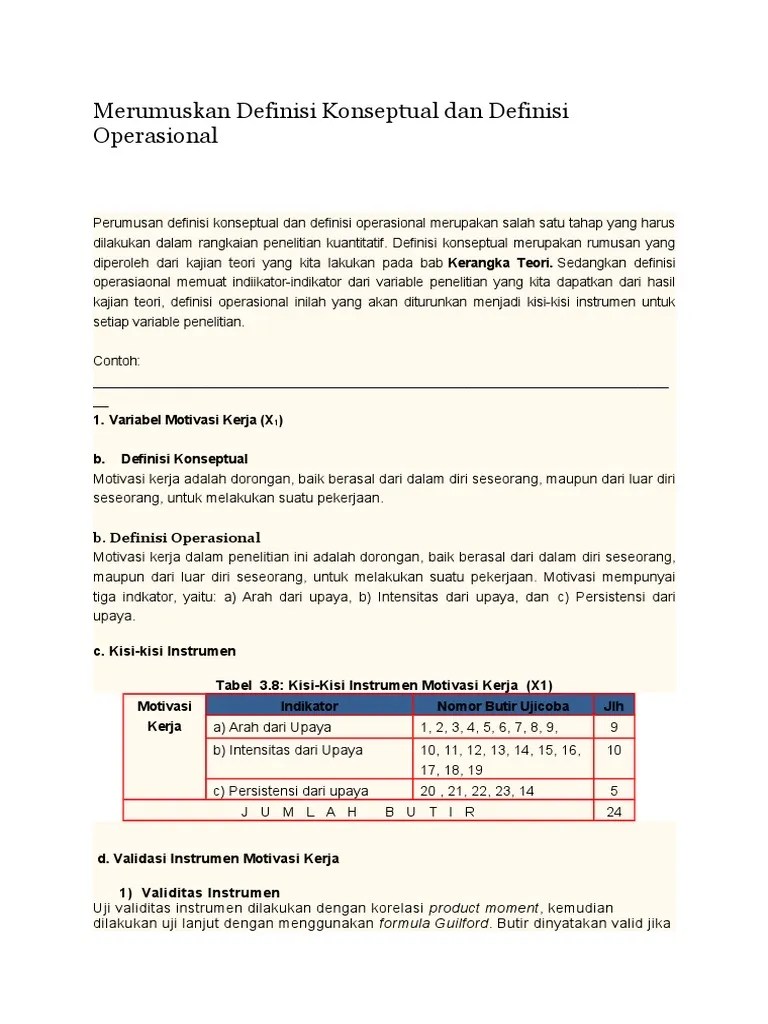 Definisi Konseptual Dan Definisi Operasional | PDF