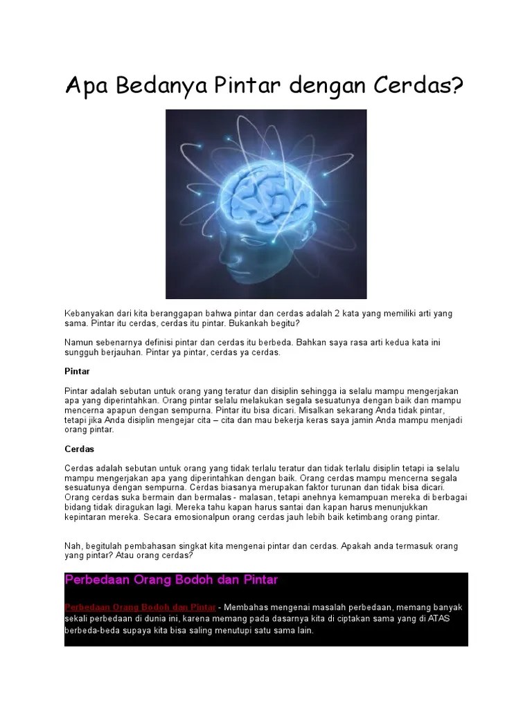 Apa Bedanya Pintar Dengan Cerdas | PDF