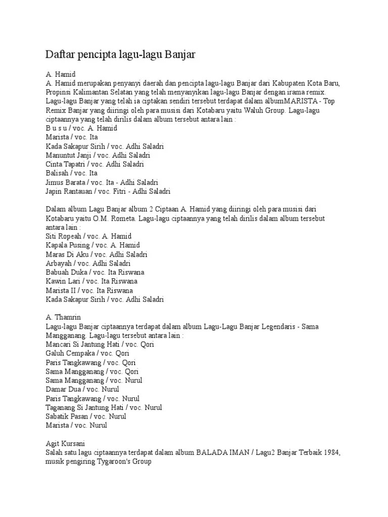 Daftar Pencipta Lagu | PDF