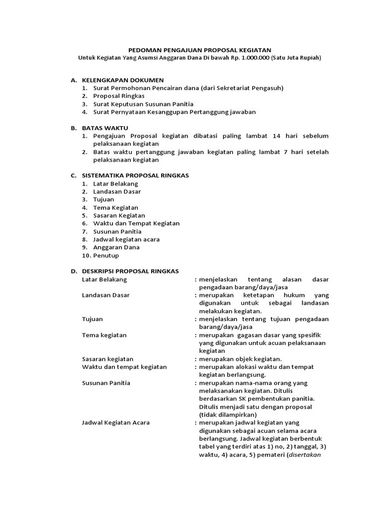 Pedoman Penyusunan Proposal Kegiatan | PDF