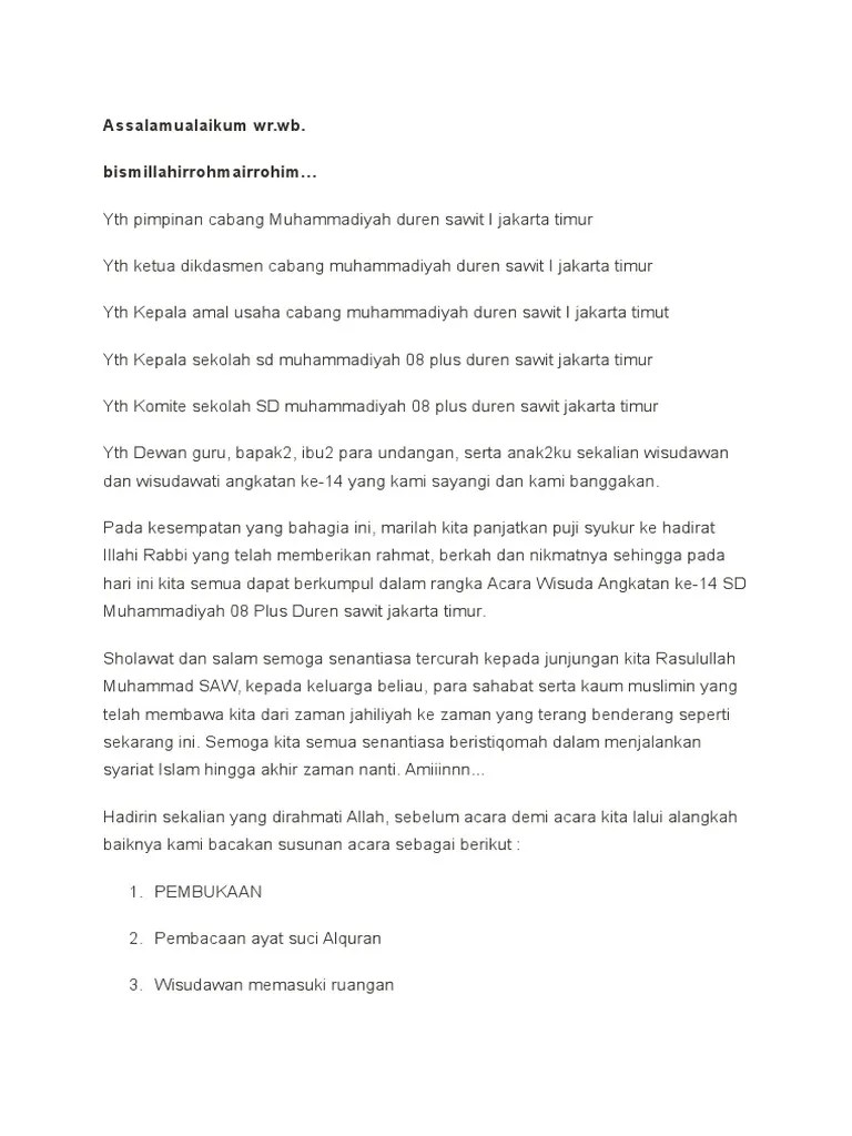 Teks Untuk MC Pada Acara Perpisahan Kelas 6 | PDF