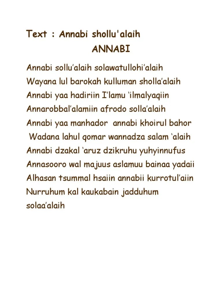 Teks Lagu Marawis Annabi | PDF