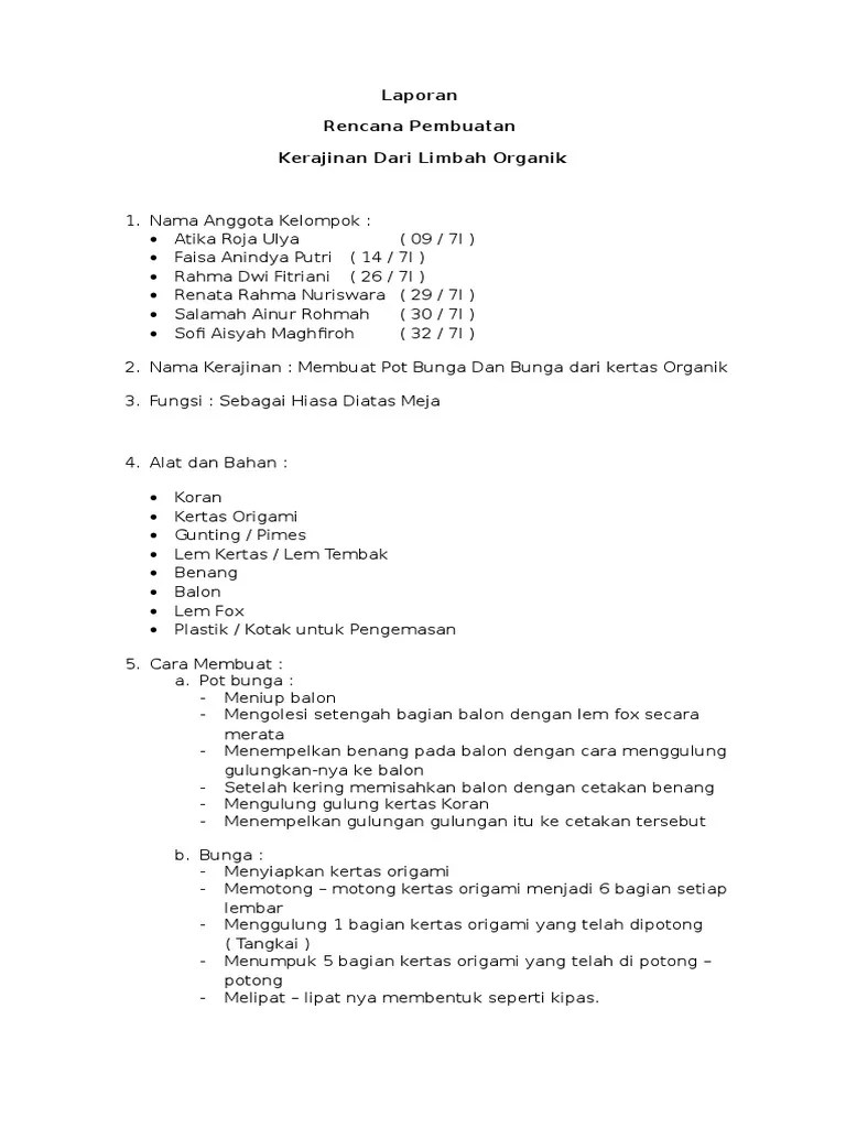 Laporan Prakarya | PDF