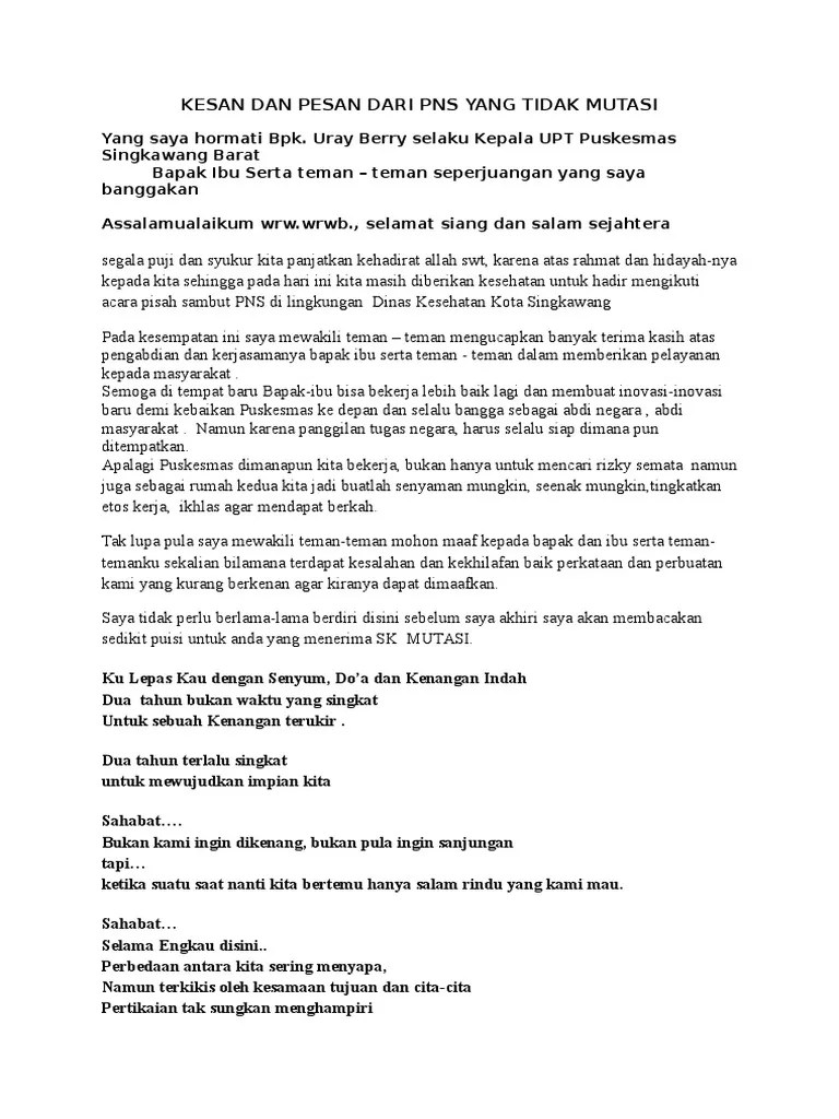 Kesan Dan Pesan Dari Pns Yg TDK Mutasi | PDF