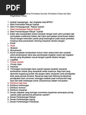 Contoh Soal Dan Jawaban Perbankan Syariah | PDF