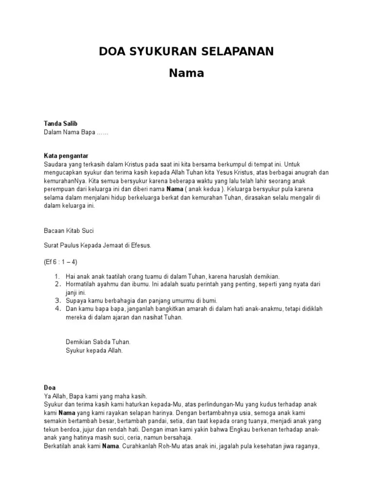 Doa Syukuran Selapanan | PDF
