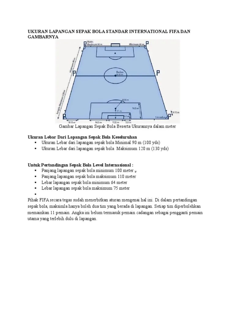 Ukuran Lapangan Sepak Bola Standar International Fifa Dan Gambarnya | PDF