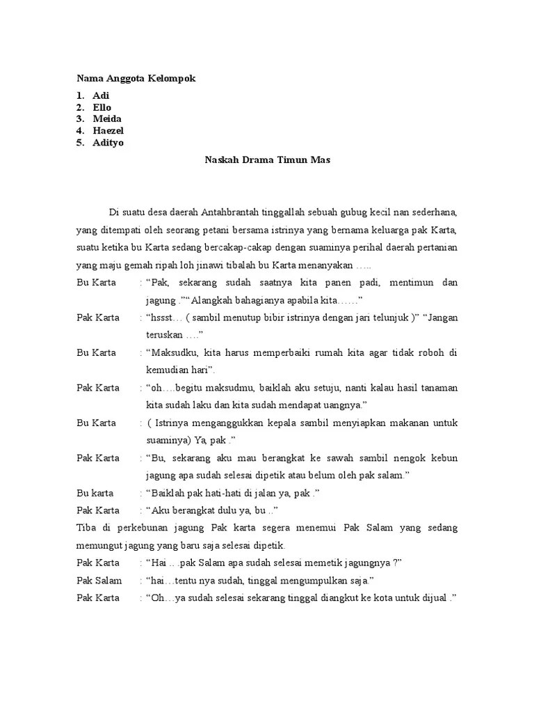 Teks Drama Bahasa Inggris Timun Mas - Berbagai Teks Penting