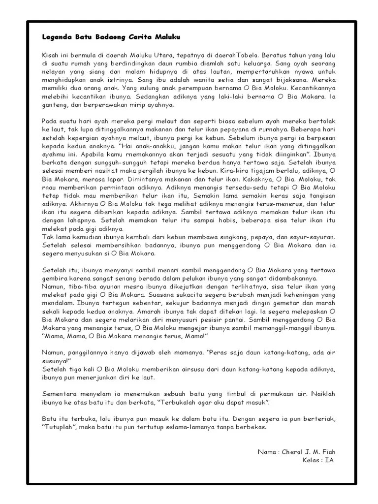 Legenda Batu Badaong Cerita Maluku | PDF