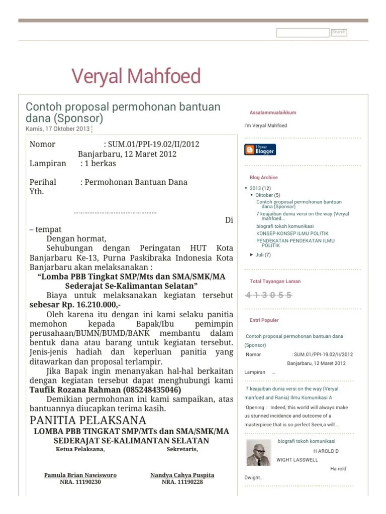 Contoh Proposal Permohonan Dana Sponsor Tim Futsal Pdf - Berbagi Contoh  Proposal